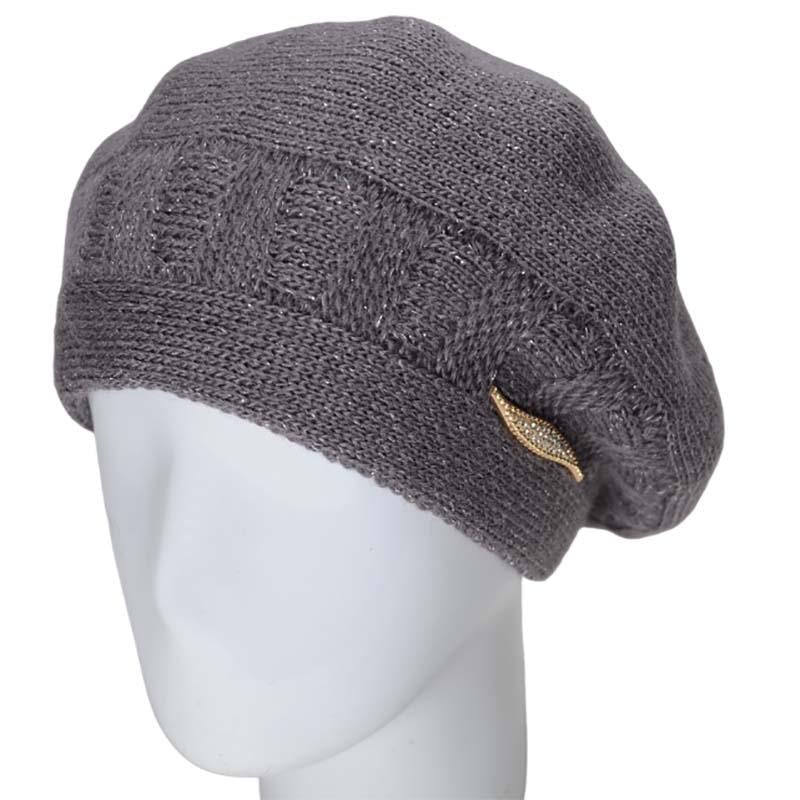 Берет жіночий Lirus Мілена подвійний з люрексовою ниткою Димчастий (119203)