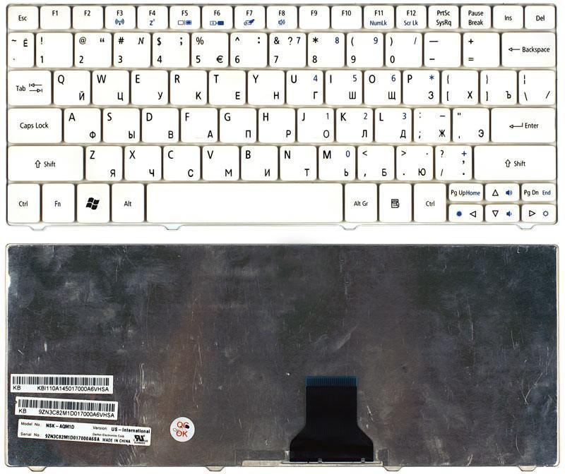Клавиатура для ноутбука Acer Aspire 1420/1810 1810T/1820/1825/1830T Aspire One 721/722/751 White Клавиатура для ноутбука Acer Aspire 1420/1810 1810T/1820/1825/1830T Aspire One 721/722/751 White
