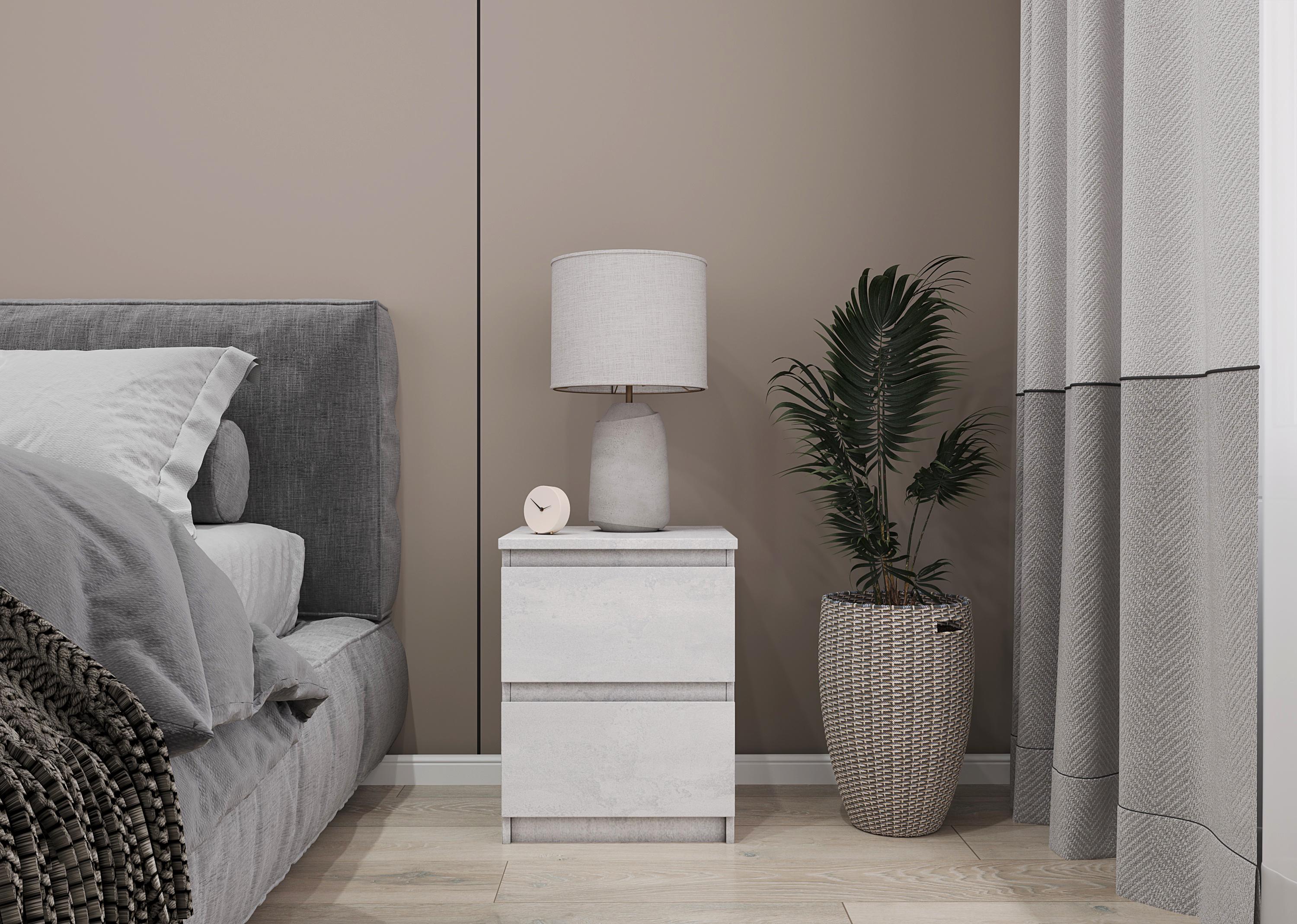 Тумба приліжкова з фасадами без ручок 40х40х53 см Бетон