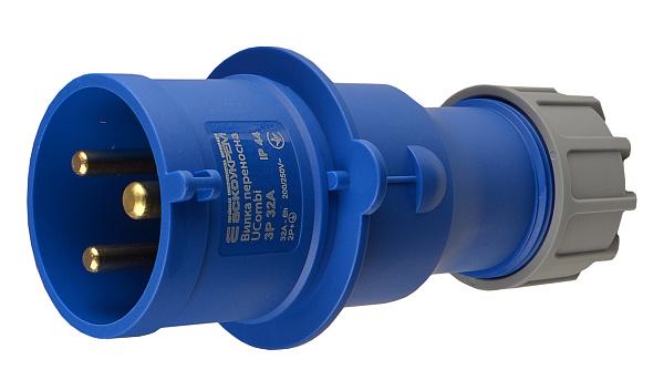 Силовая вилка АСКО-УКРЕМ UCombi 2P+PE 32А 250 В переносная IP44 полиамид Синий (A0080010102)