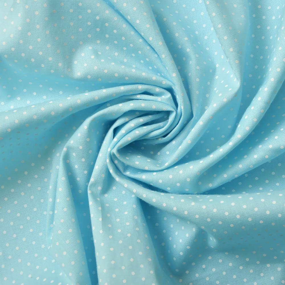 Ткань поплин стрейч Горох мелкий/средний V-1/1 дробь Голубой (13042)