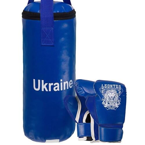 Боксерский набор детский (перчатки+мешок) LEV UKRAINE LV-9940 Мешок h-40см d-15см Перчатки 2oz Синий