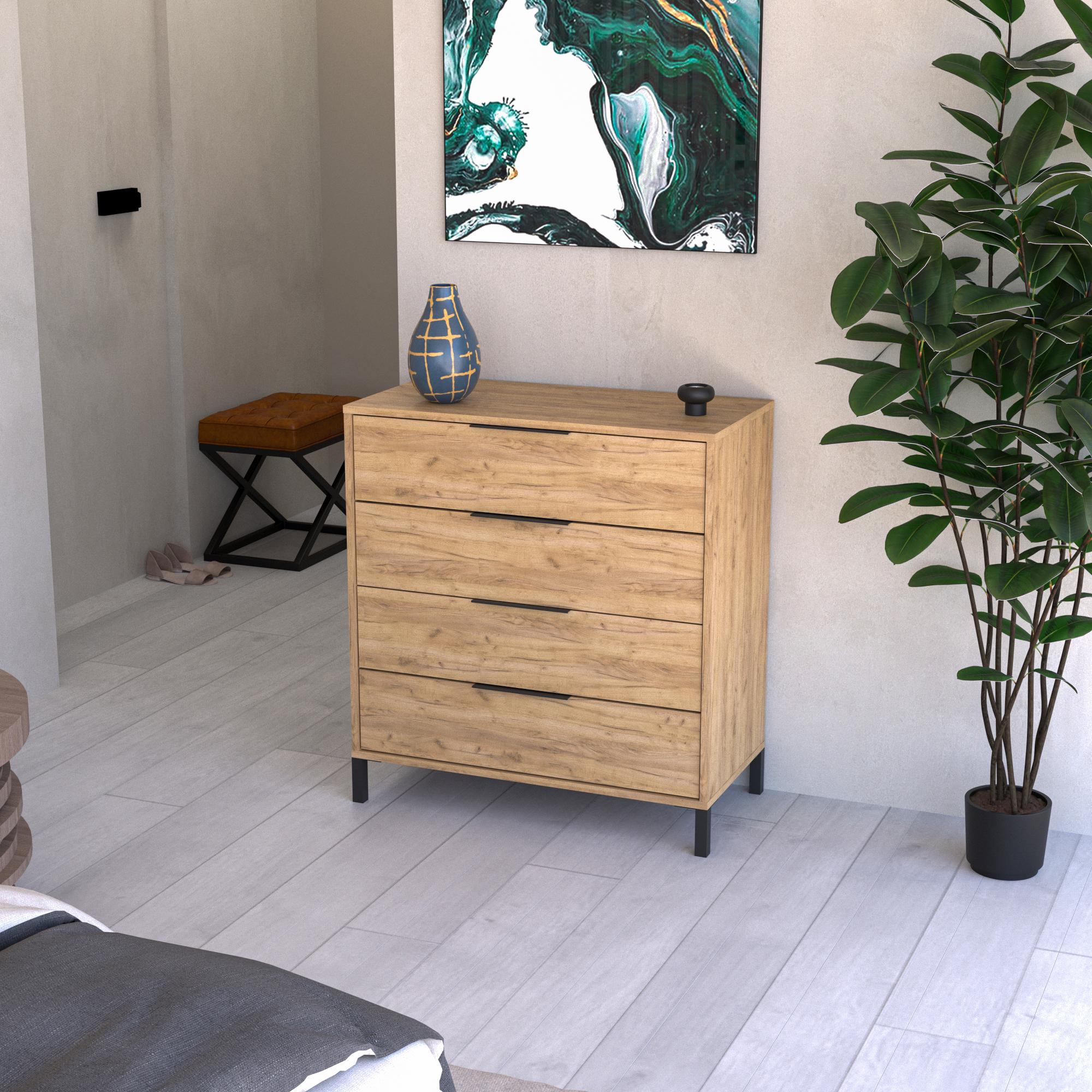 Комод на 4 шухляди Jersie 800x400x870 мм Дуб Крафт Золотий