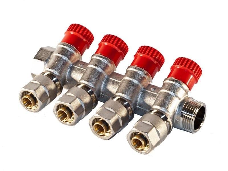 Колектор Valsir на 4 виводи з вентилями подача 3/4" х 4 мм х 16 мм (558646459)