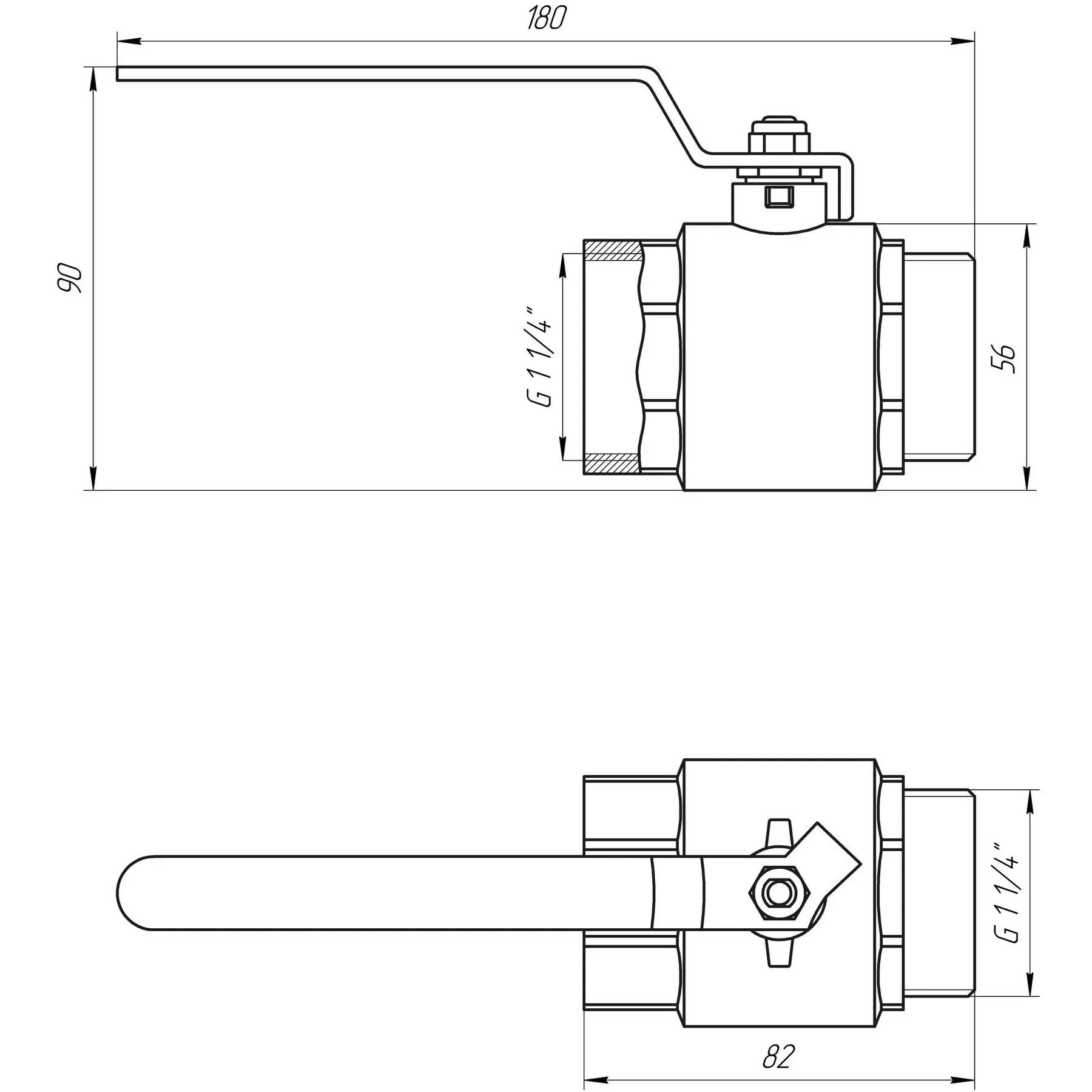 Кран кульовий прямий Q Professional QP152 1 1/4" НВ КР PN40 (GSR-000013978) - фото 4