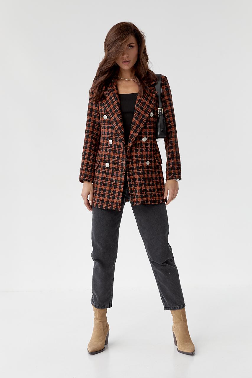 Піджак жіночий твідовий M Коричневий (9528386) - фото 3 Піджак жіночий твідовий M Коричневий (9528386) - фото 3