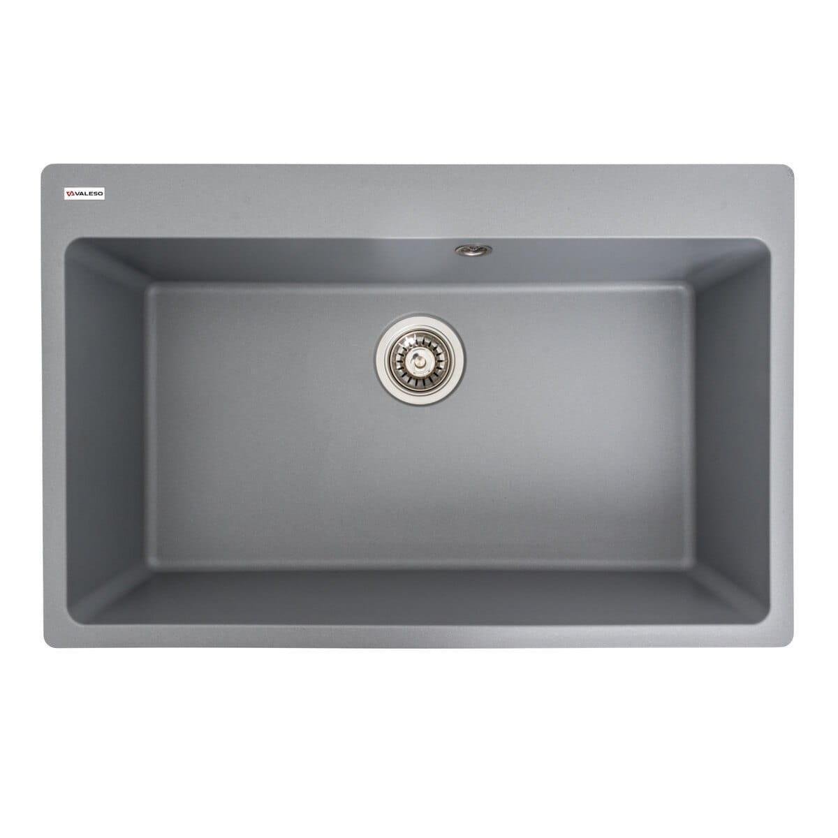 Мойка гранитная Valeso Bogema врезная прямоугольная матовая 780х500 мм Серый металлик