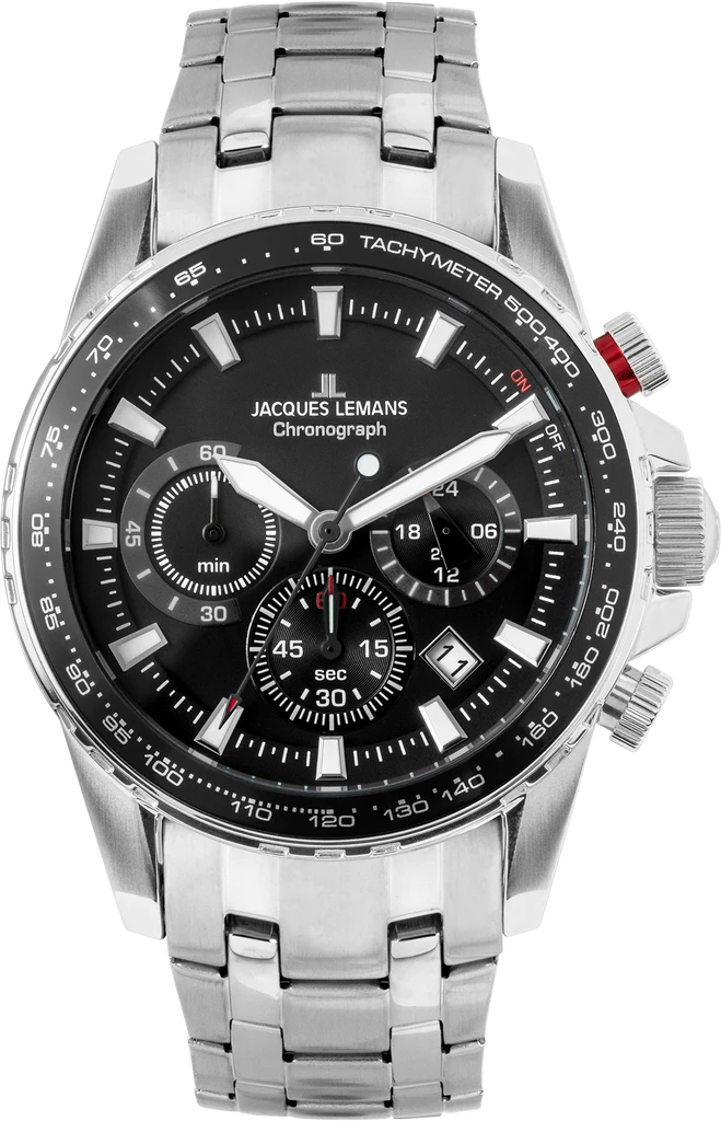 Наручные часы мужские Jacques Lemans Liverpool 1-2099D со стальным корпусом WR 100 м и черным циферблатом Наручные часы мужские Jacques Lemans Liverpool 1-2099D со стальным корпусом WR 100 м и черным циферблатом
