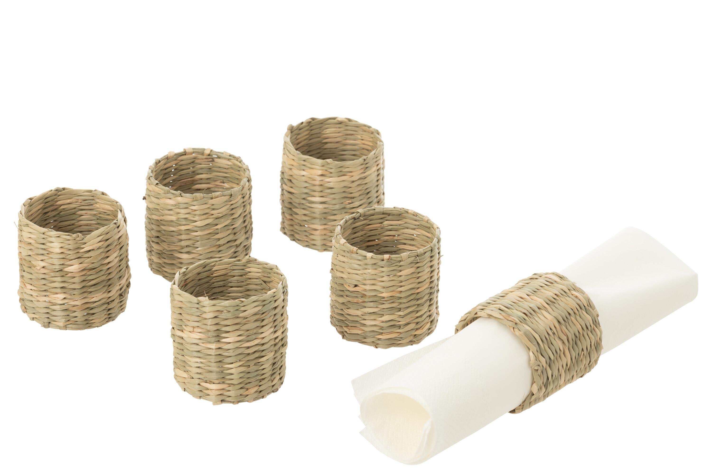 Кільця для серветок J-LINE із бамбука 6 шт. Бежевий