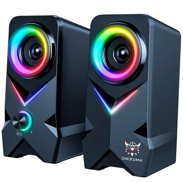 Колонки компьютерные акустика для ПК Onikuma L2 с RGB подсветкой 10 W BT/AUX/USB Black - фото 2