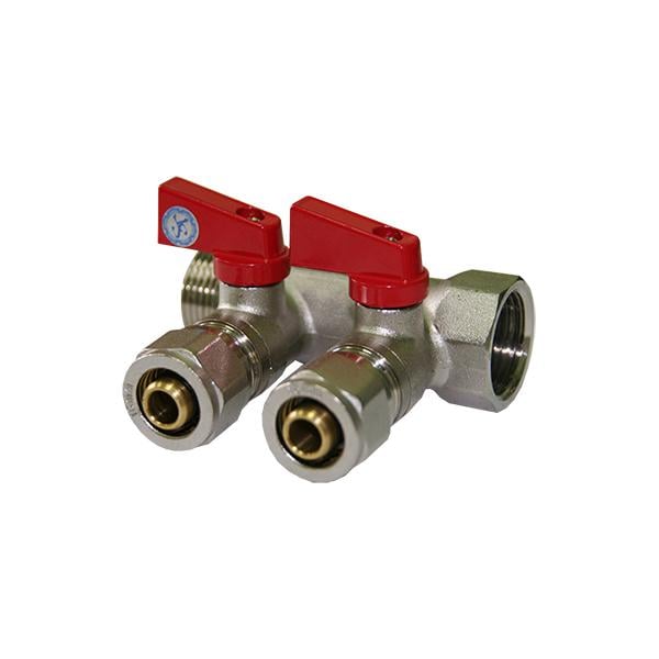 Коллектор с перекрытием SANTAN латунь 2 контура 16 мм х 3/4" Хром (85036) Коллектор с перекрытием SANTAN латунь 2 контура 16 мм х 3/4" Хром (85036)