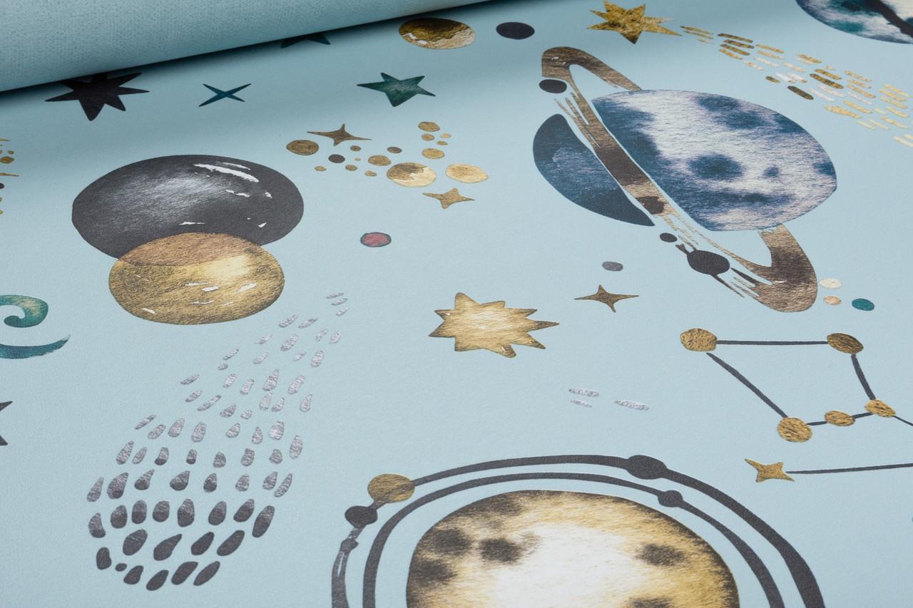 Шпалери флізелінові RASCH Kids World 2 300949 Декор вініл гарячого тиснення 0,53х10,05 м блакитний