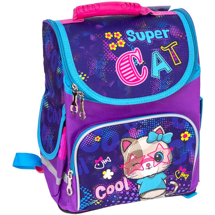 Рюкзак школьный для девочки Ma Star Kitty ортопедический каркасный 34х26х15 см Фиолетово-черный (14929)