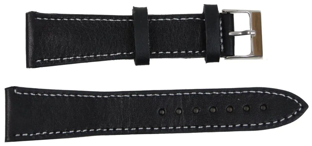 Ремінець для годинника Mykhail Ikhtyar шкіряний 22 мм Чорний (S699-22S black)