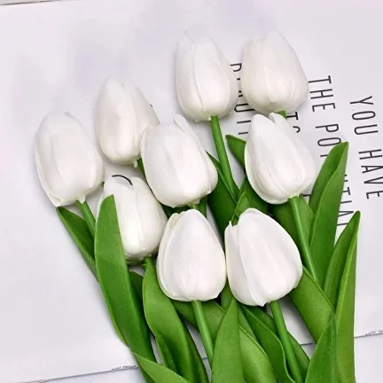 Искусственные тюльпаны 21 шт. Белый (C00382-3)