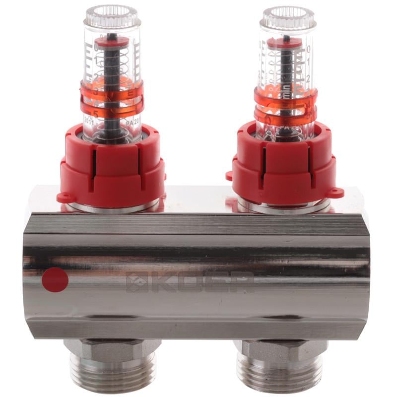 Коллекторный блок с расходомерами KOER KR.1110-03 1"x3 WAYS (KR2640) - фото 2 Коллекторный блок с расходомерами KOER KR.1110-03 1"x3 WAYS (KR2640) - фото 2