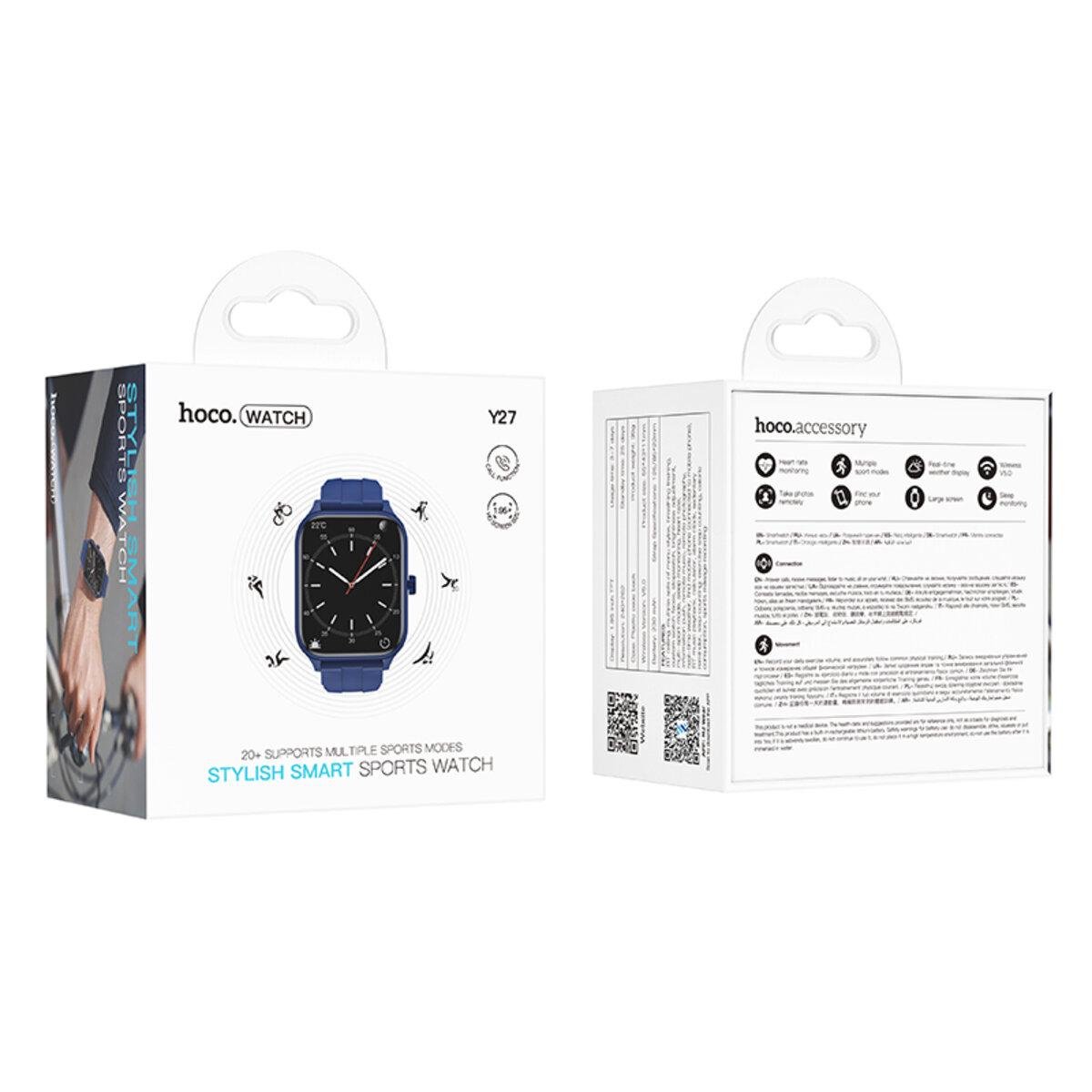 Смарт-годинник Hoco Y27 Smart Sports Watch Call Version 1,95" BT5.0 230 mAh Blue (6942007645447) - фото 4