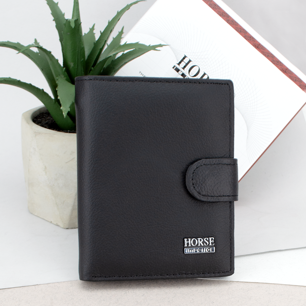 Портмоне мужское кожаное Horse Imperial 010A-1 на кнопке Черный (2049815196)