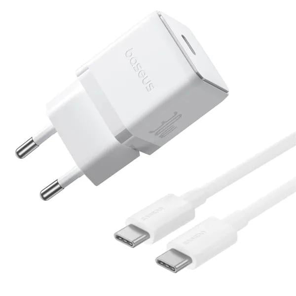 Зарядний пристрій BASEUS 30W з кабелем USB-C 60W підтримка Power Delivery 3,0 та Quick Charge 3,0 Білий (618368)