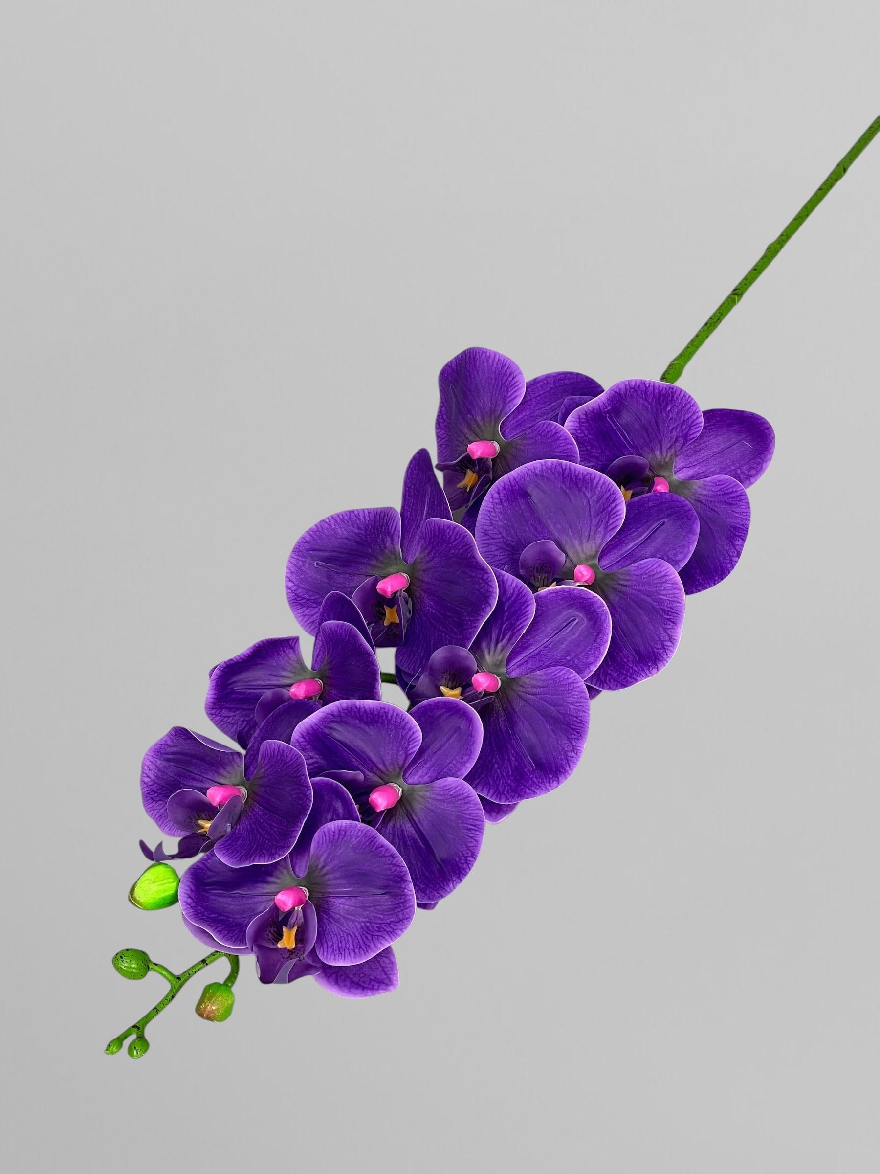 Искусственная орхидея Фаленопсис латексная на 9 соцветий 96 см Насыщенно-фиолетовый (К01128)
