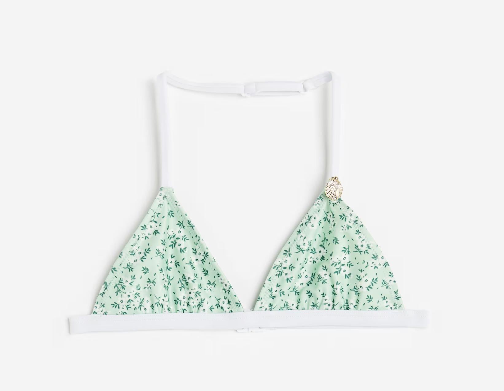 Купальный топ H&M Цветы 1135688 134-140 см Зеленый