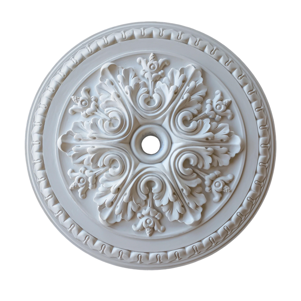 Розетка потолочная ErmitageDecor P-32а классицизм круглая с шестиугольным цветком гипс ⌀ 400 мм