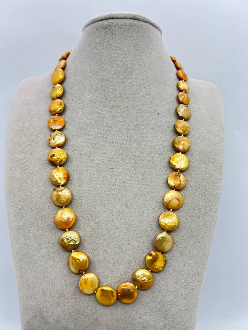 Намисто перли 46 см Жовтий (11023)