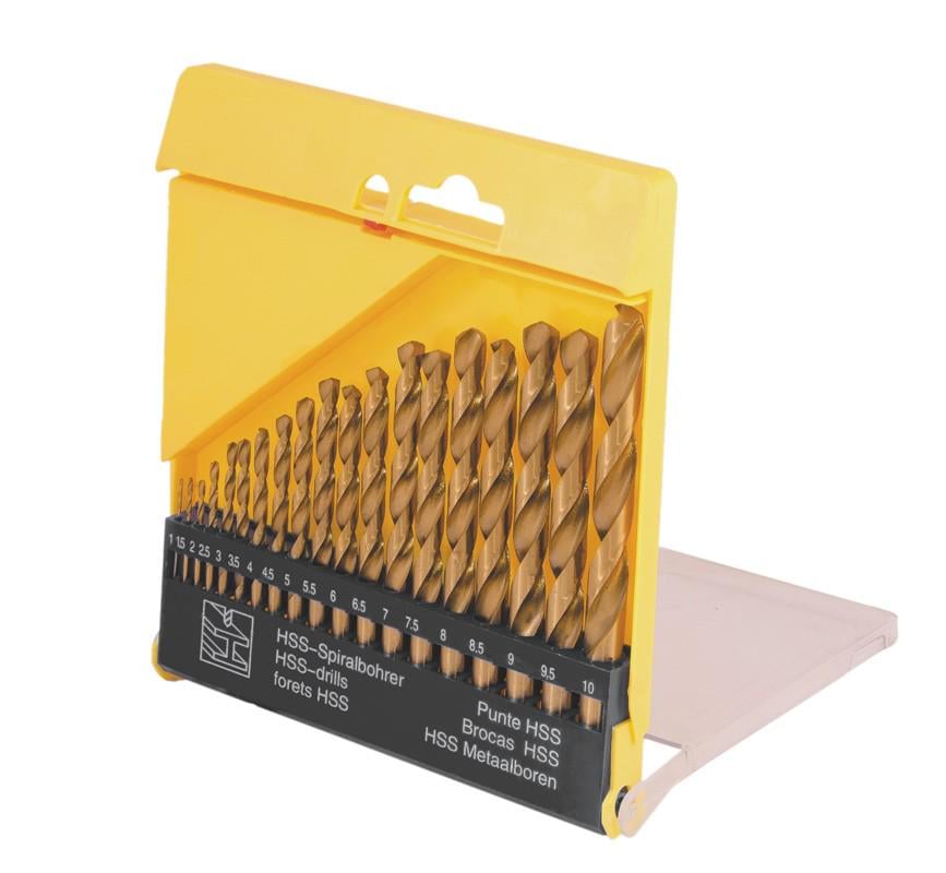 Набор сверл для металла MASTERTOOL 19 шт. HSS ТИТАН 1-10 мм plastic box (11-0219)