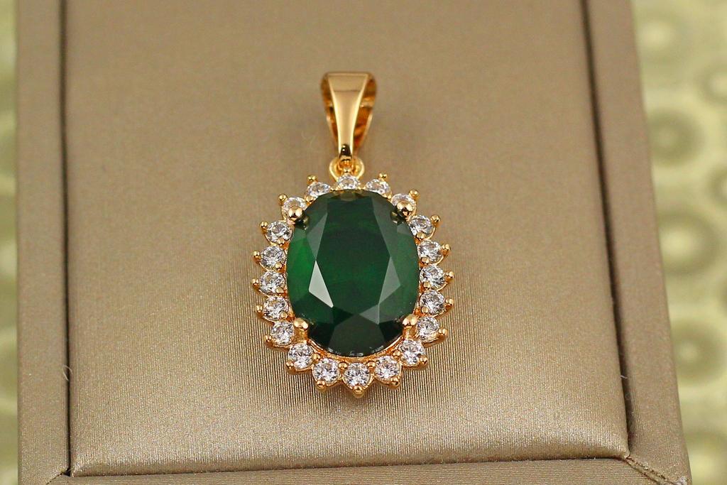 Кулон Xuping Jewelry Ожинка с зеленым 2 см Золотистый (31559229)