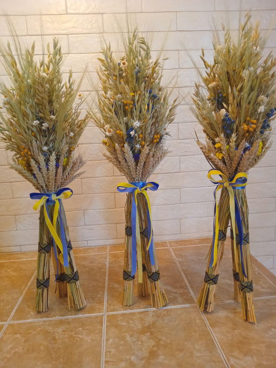Дидух рождественский из колосья пшеницы/льна и овса на трех ножках 60-65 см с украинской лентой (2814659252) - фото 10 Дидух рождественский из колосья пшеницы/льна и овса на трех ножках 60-65 см с украинской лентой (2814659252) - фото 10