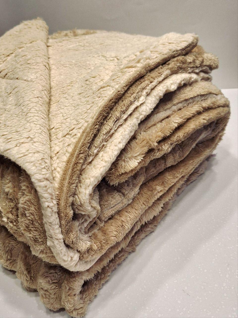 Плед на овчині Шарпей Королівська смужка 200x230 см Бежевий (1685) - фото 4