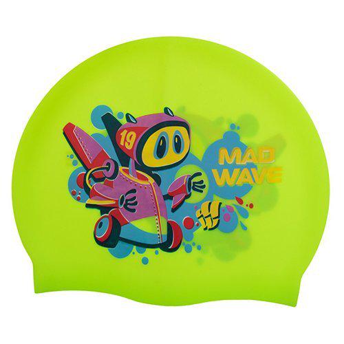 Шапочка для плавания детская Mad Wave Junior Mad Bot M057915 Зеленый (60444165)