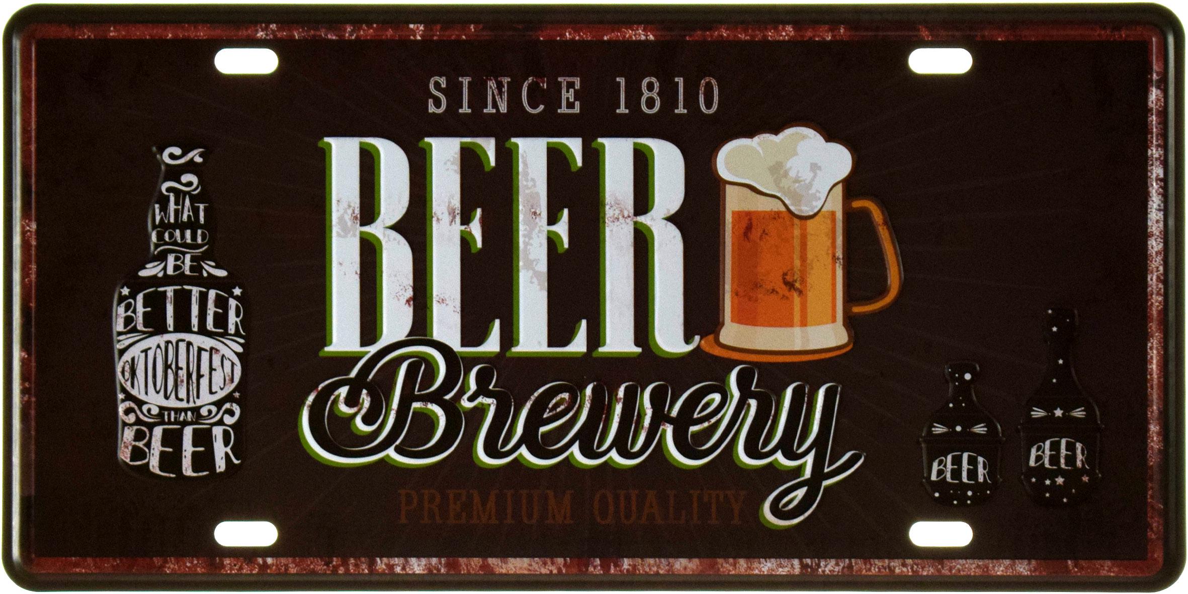 Табличка металлическая Пивоварня Высшее Качество/Beer Brewery Premium Quality 15x30 см
