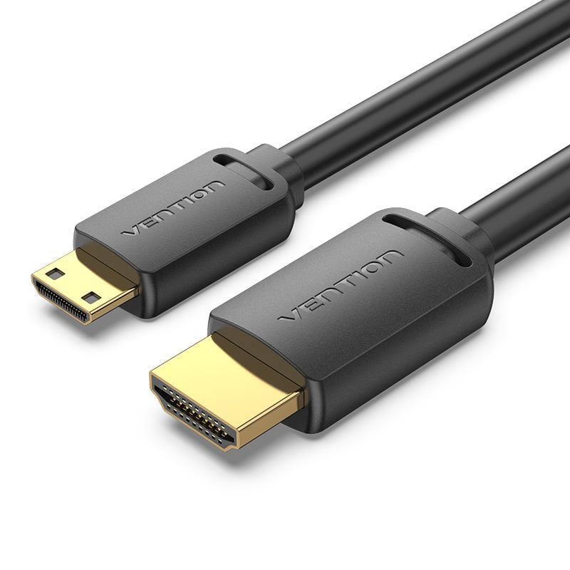 Кабель двунаправленный Vention mini HDMI-HDMI 2.0 4K 60Hz 18 Гбит/с HDR 3D Dolby 1080P 120Hz HDMI-C на HDMI-A 1 м Черный (AGHBF)