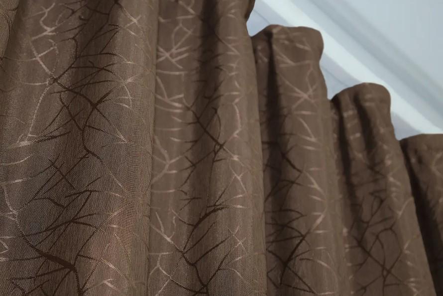 Комплект штор у вітальню/спальню з жакарду 1,5х2,7 м 2 шт. Коричневий (518ш) - фото 5