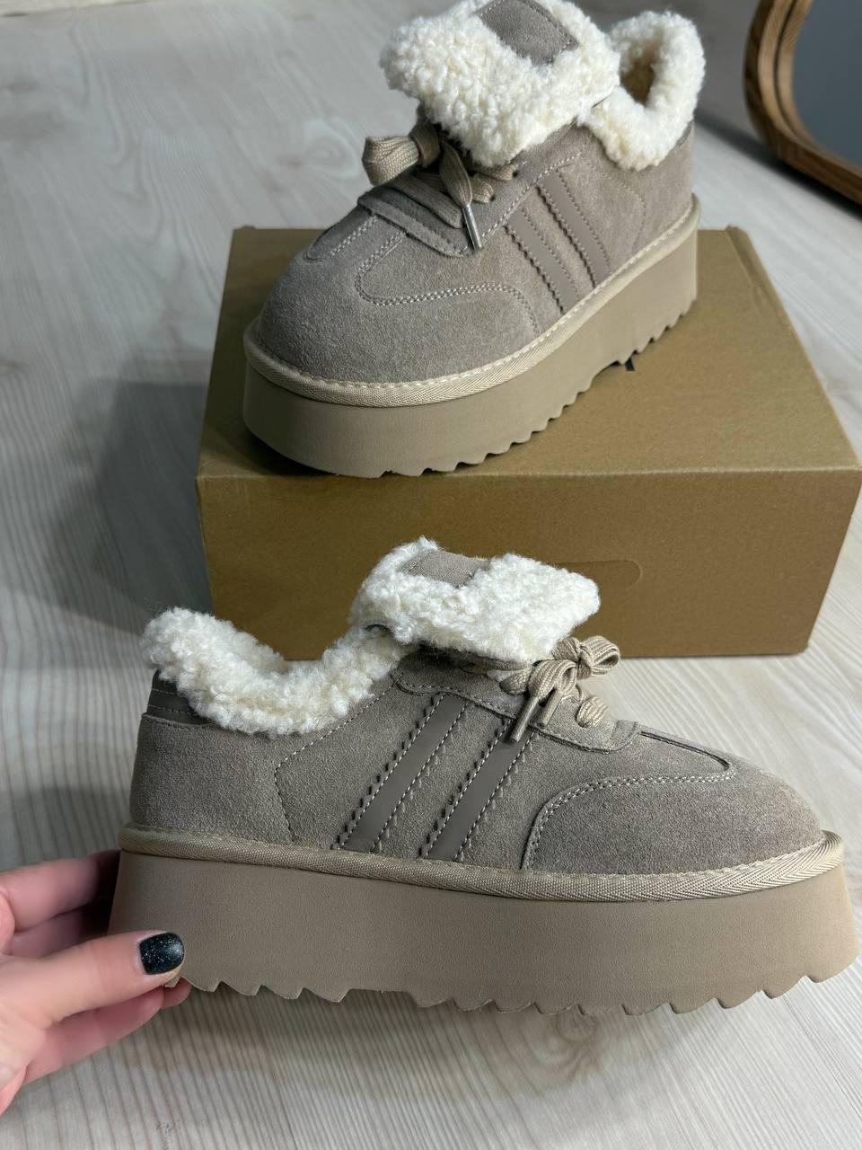 Черевики жіночі Hengji 009-3 уггі замшеві на хутрі р. 41 Бежевий (5856) - фото 9