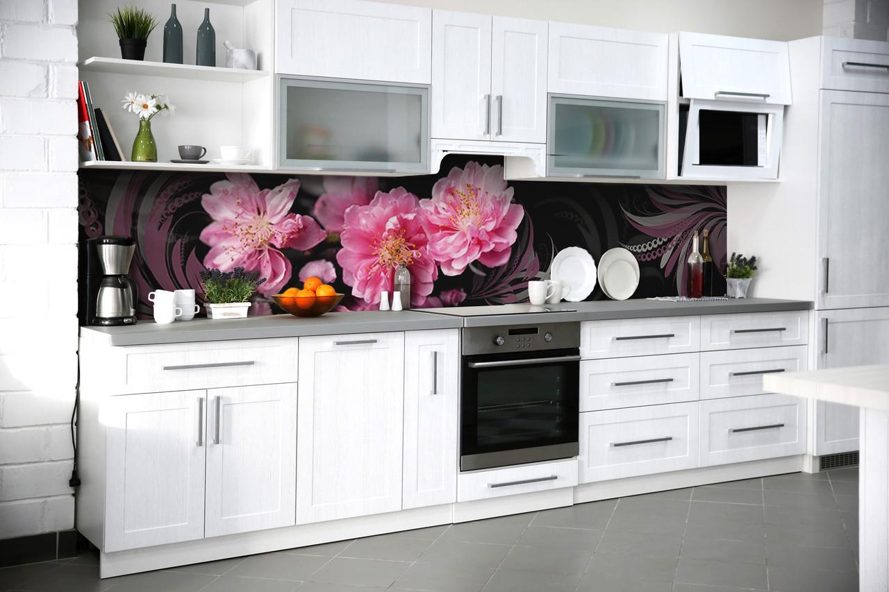 Кухонный фартук Китайская роза из самоклеющейся виниловой пленки 65х250 см Розовый Кухонный фартук Китайская роза из самоклеющейся виниловой пленки 65х250 см Розовый