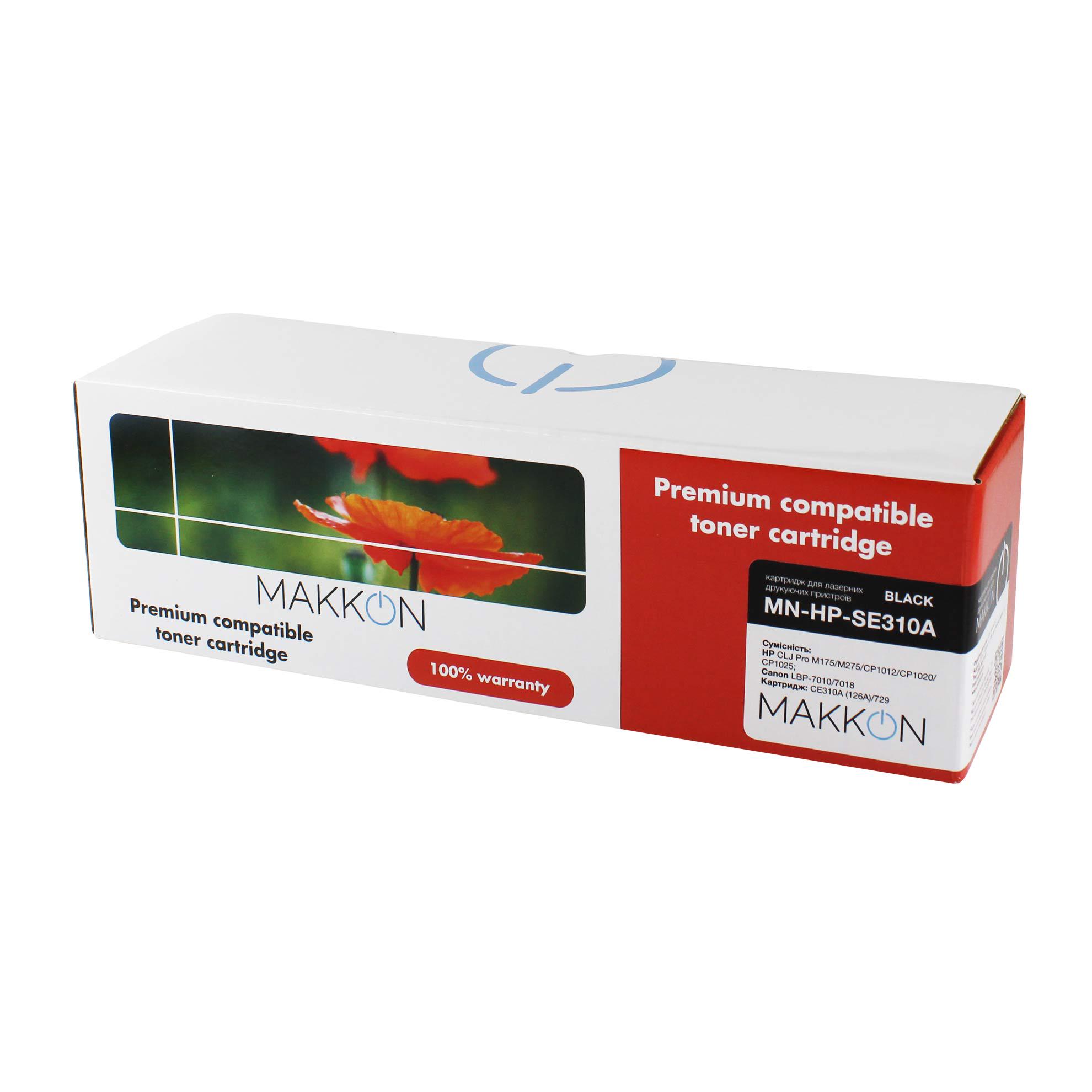 Картридж MAKKON совместимый аналог HP СE310A 126A/Canon 729 Black (MN-HP-SE310A)