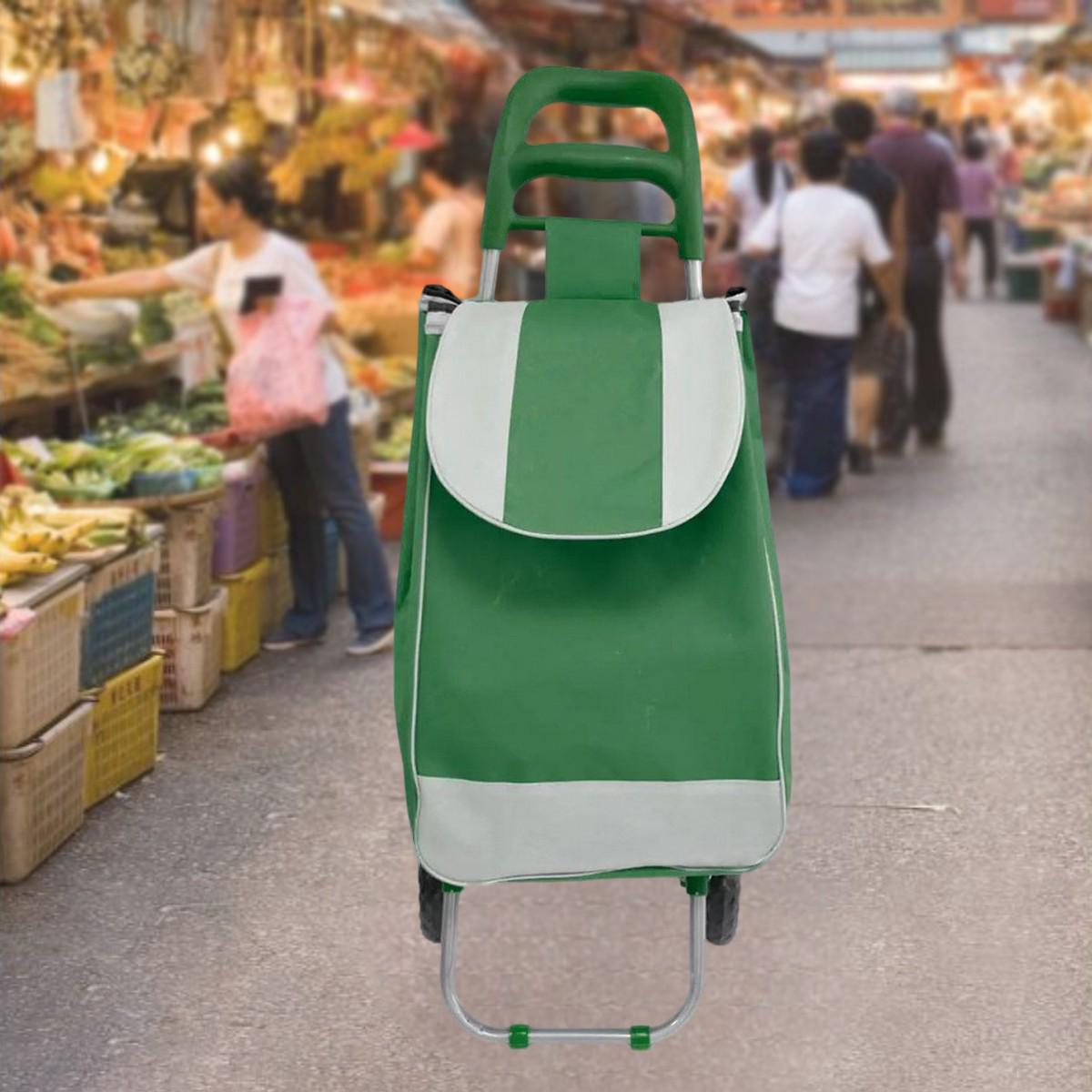 Тачка сумка Shopping bag з залізними колесами до 25 кг 34х27х94 см Зелений - фото 2 Тачка сумка Shopping bag з залізними колесами до 25 кг 34х27х94 см Зелений - фото 2