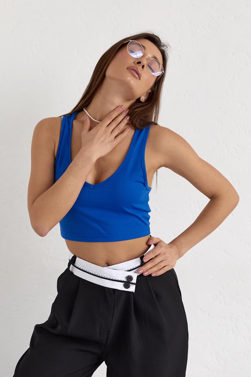 Кроп-топ женский в рубчик S Синий (10692866)