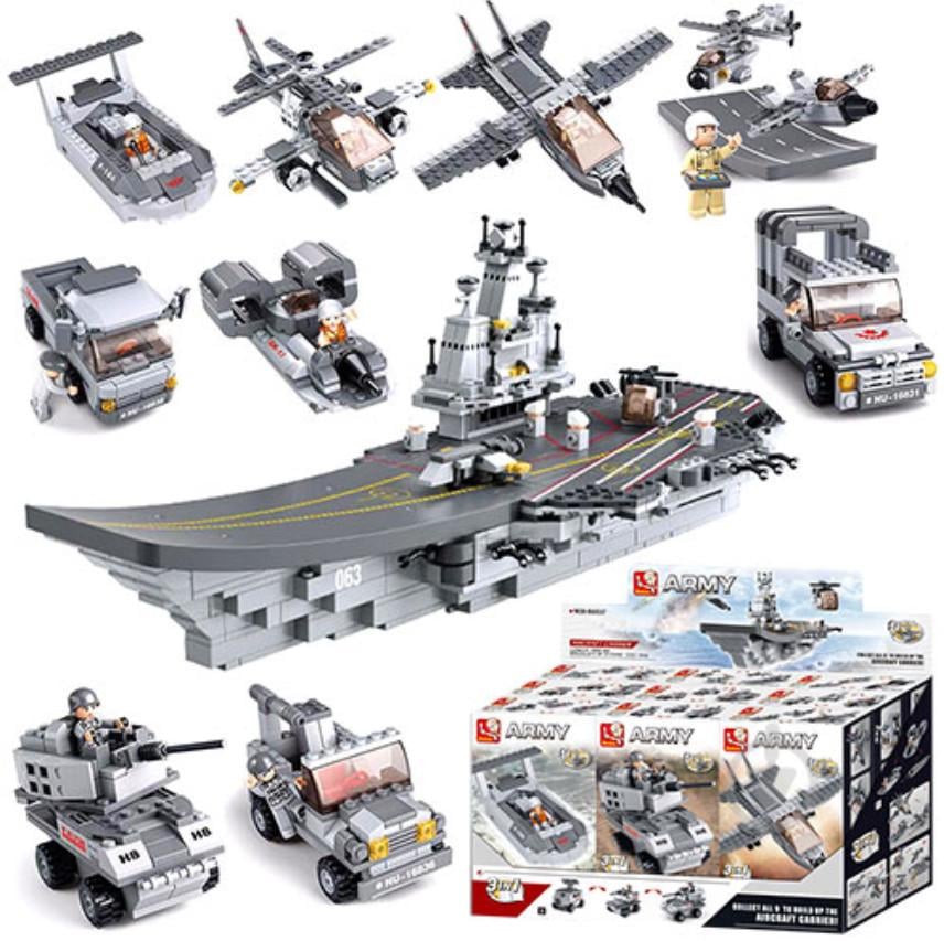 Конструктор-трансформер Sluban 9в1 Авіаносець 600 дет.