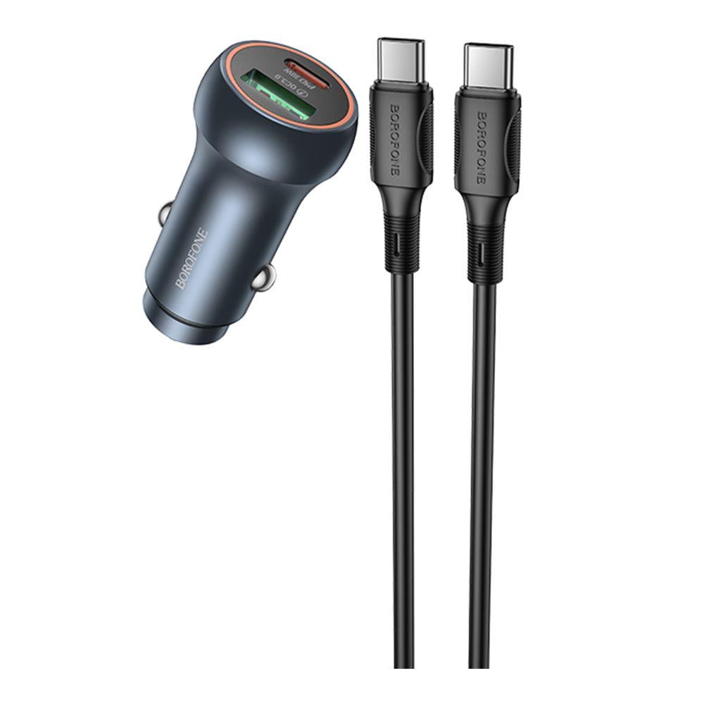 Зарядний пристрій автомобільний Borofone BZ32B 1USB/1USB-C QC/PD48W+Type-C to Type-C (29195078)