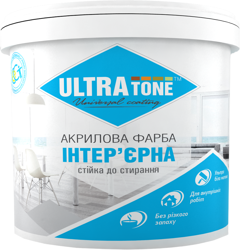 Фарба інтер'єрна ULTRAtone стійка до сухого стирання 1 кг Ультра білий (1775623082)