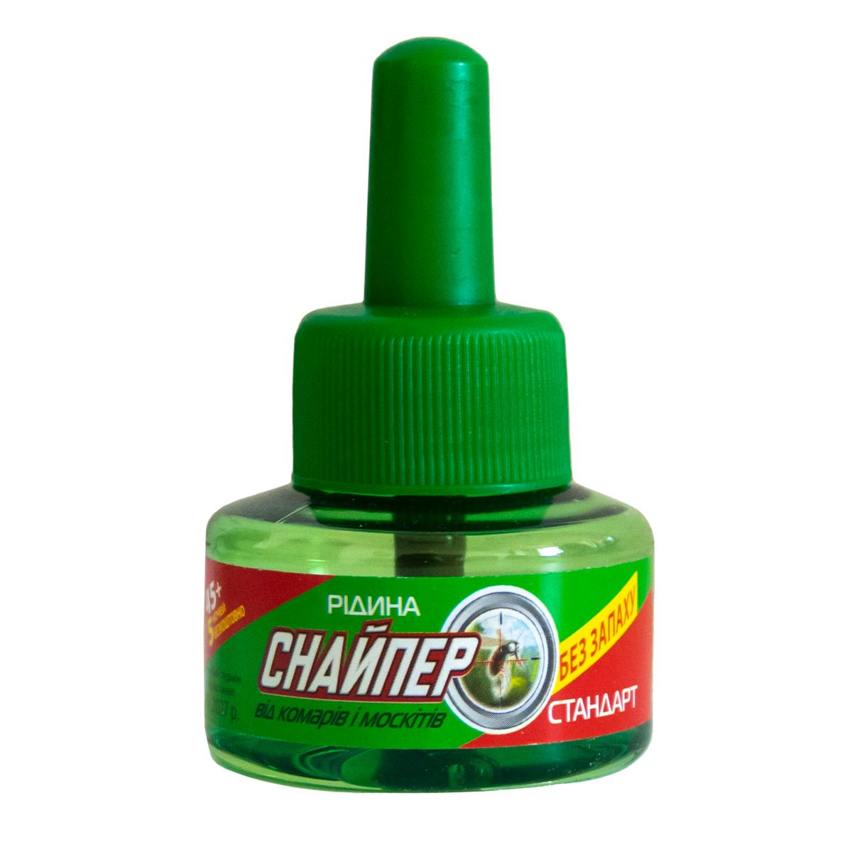 Средство от комаров - жидкость для фумигатора Стандарт "Снайпер" 27мл на 45+5 ночей (1010063-Green) Средство от комаров - жидкость для фумигатора Стандарт "Снайпер" 27мл на 45+5 ночей (1010063-Green)