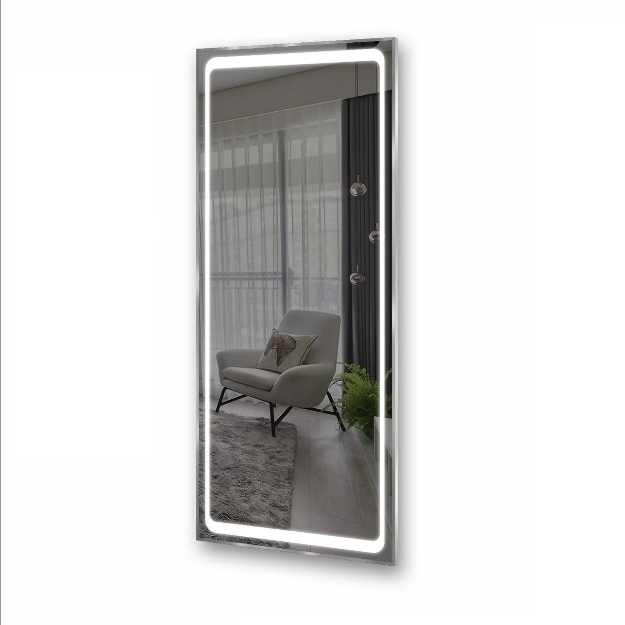 Зеркало в полный рост в алюминиевой раме с подсветкой Vesna 1200x600x30 мм (15297536)
