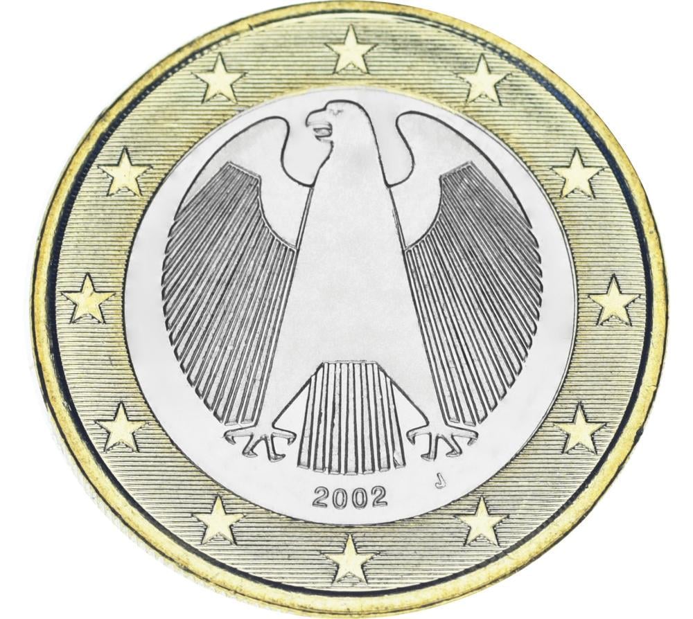Коллекционная монета Германия 1 евро 2002 Биметалл AU-UNC J (М21988)