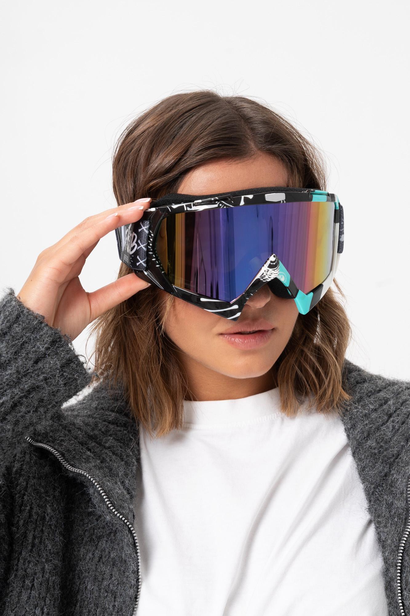 Окуляри-маска гірськолижні Without Nafe дзеркальні Black&Purple (8056591 8056592)