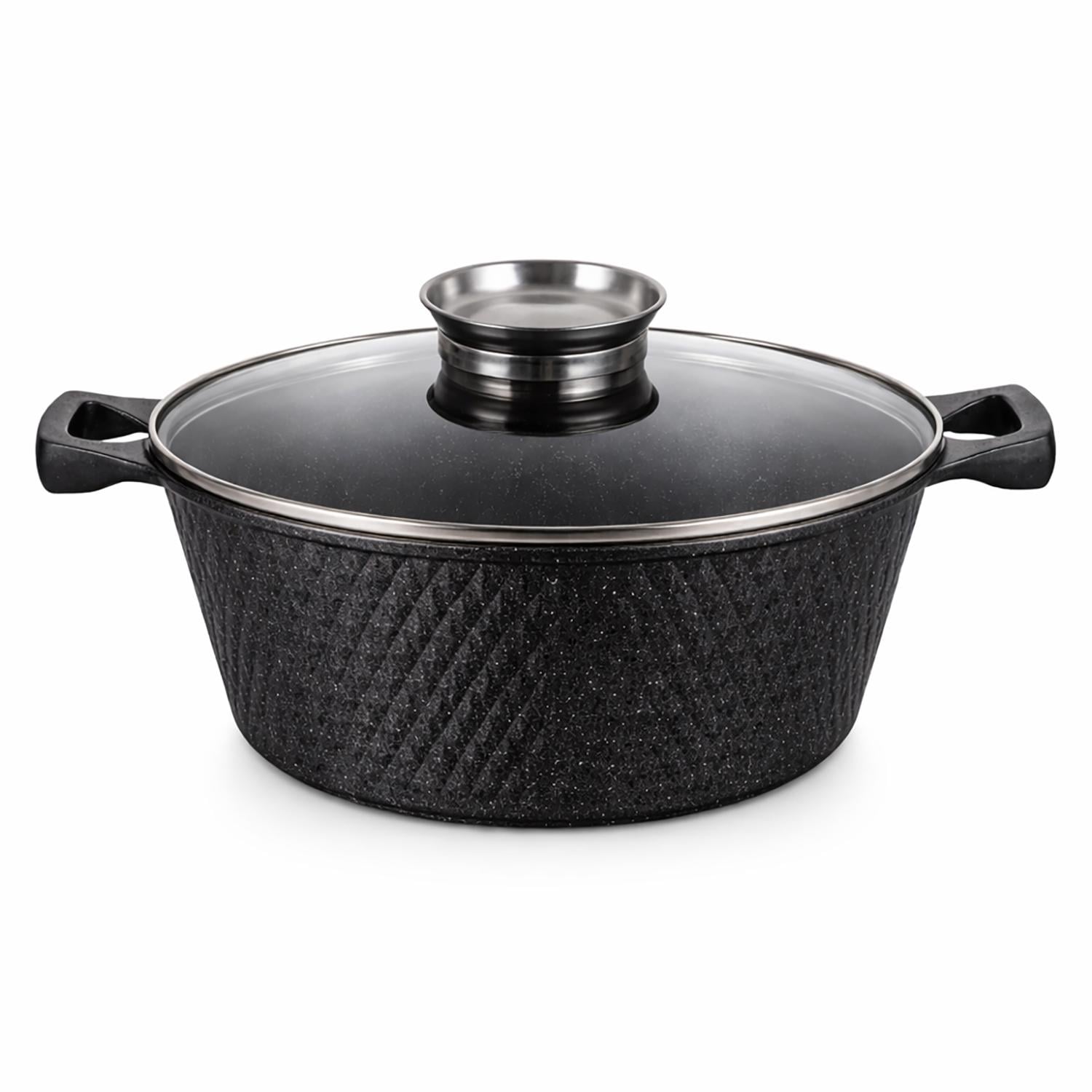 Кастрюля YS8020-G с антипригарным покрытием, стеклянной крышкой и индукционным дном 2 л Серый (88187)