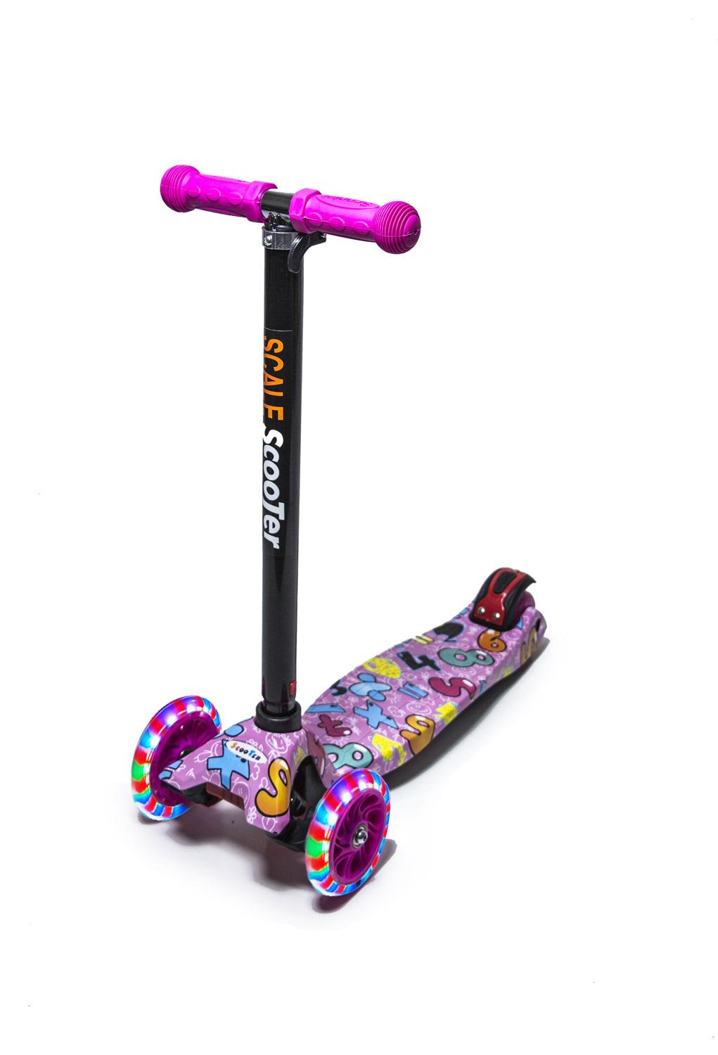 Самокат детский Scale Maxi Цифры/колеса PU/со светом Pink (999446886)