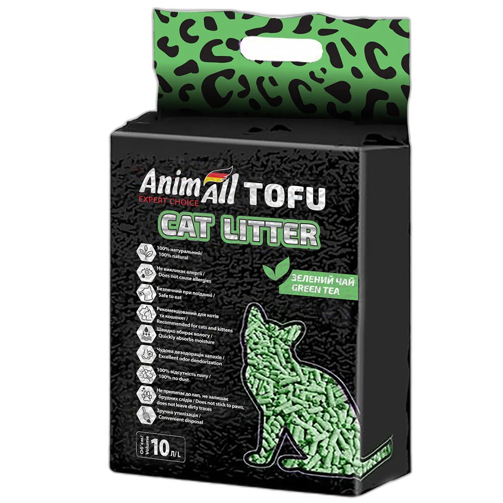 Наполнитель соевый AnimAll Tofu Green Tea с ароматом зеленого чая для кошек 10 л 4,66 кг